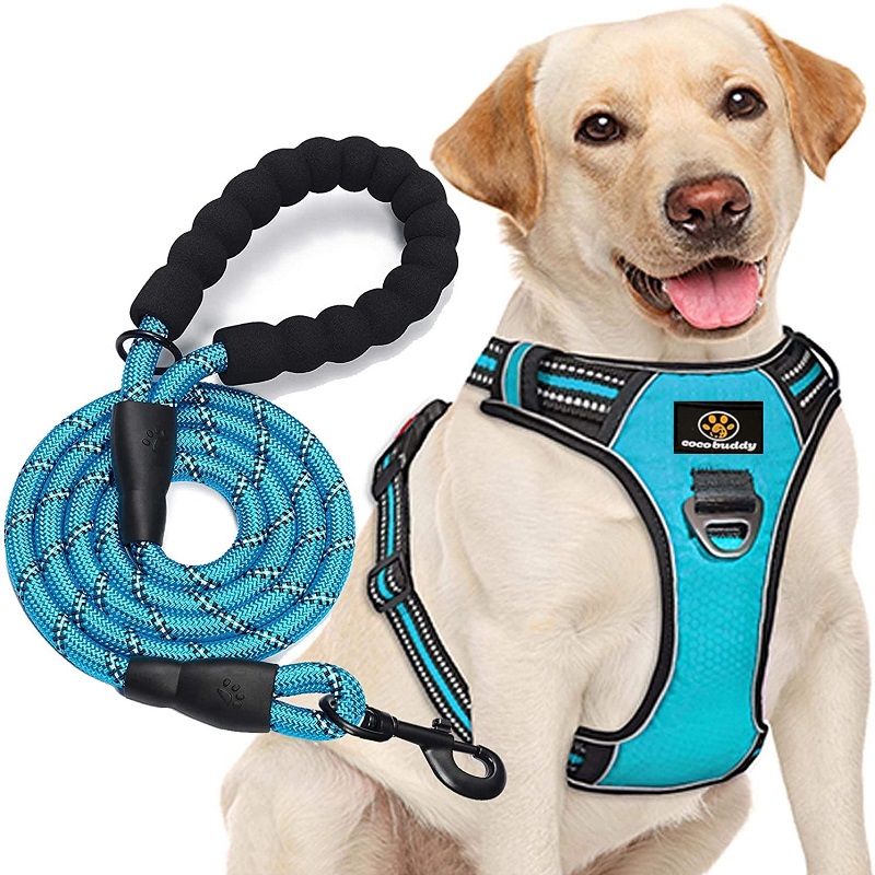 Vest de chien personnalisé reflectifnylon grand harnais de chien réversible avec laisse